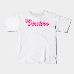 Carolina name pink heart Kids T-Shirt